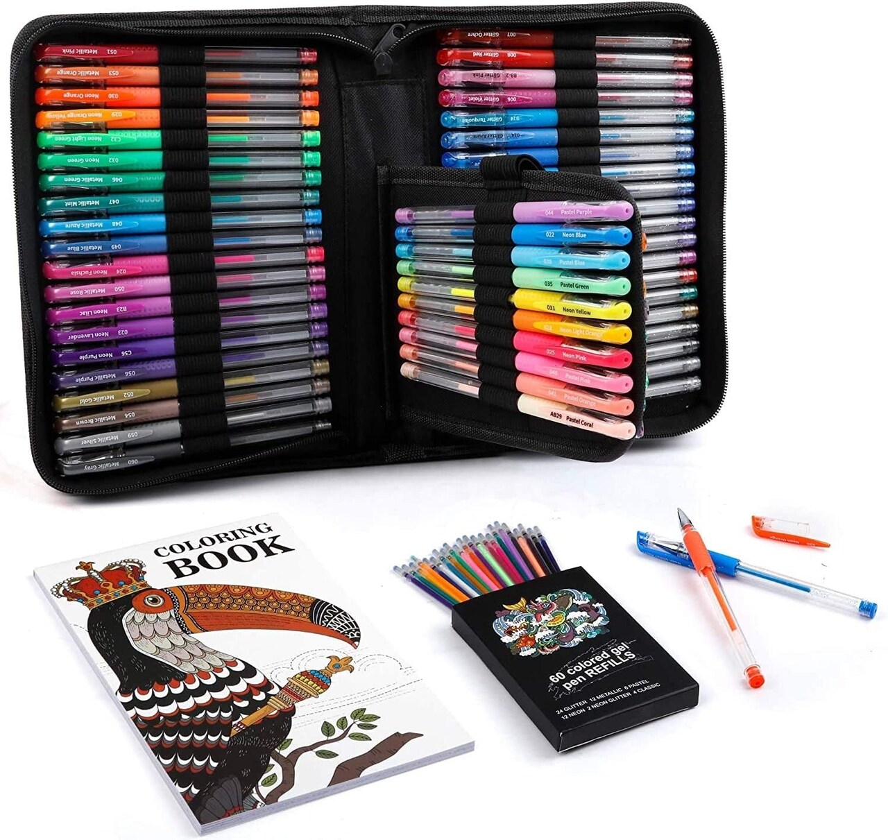 Gel Pens, 120 Pack Gel Pen Set, 60 Unique Colors with 60 Refills
